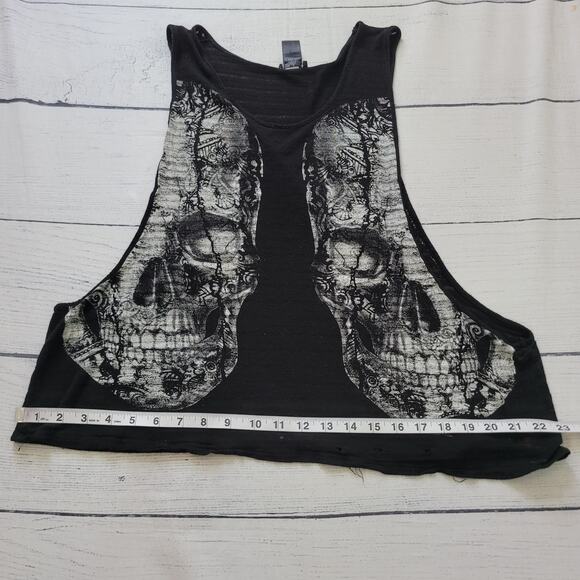 Hot Topic Size EST M Skeleton Skull Open Side Sleeveless Sheer Tank Goth Punk - Picture 7 of 9